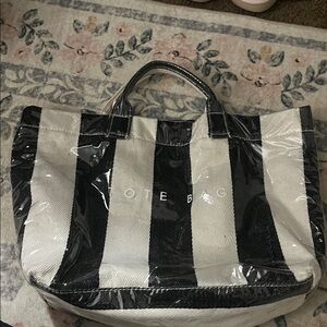 Chic Black and White Striped Tote Bag